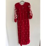 Free People Jumpsuit Womens Small Red Cream Embroidered Wide Leg Boho Festive Photo 1