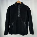 Athleta NWT  Cozy Sherpa Snap‎ Pullover in Black Size Medium Photo 4