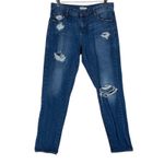 Leith Distressed Boyfriend Jeans Womens 26 Medium Wash Denim Raw Hem Casual Photo 1