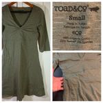 TOAD&CO Rosalinda Dress With Pocket Green V Neck 3/4 Sleeve Organic Cotton Small Photo 14