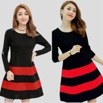 City Studios Red & Black Ballet mini silhouette pleated colorblock twirl fit flare dress size medium NWT Photo 4