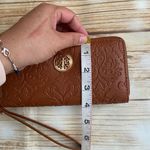 Wristlet Wallet Faux Leather Brown Zipper Closure Photo 5