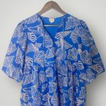 Sunshine Tienda Blue Shell Print Cotton Dress V Photo 4