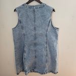 Frye Women's Denim Mini Dress Sleeveless Button Front V-Neck Blue Casual chic Photo 3