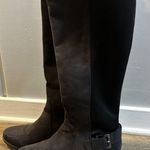 Laura Ashley Amherst Knee Riding Boots Black Faux Suede Side Zip Buckle Size 8M Photo 2
