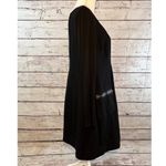 Phoebe Couture  Dress Black Long Sleeve Wool Pleated Front & Zippered Pockets-14 Photo 1