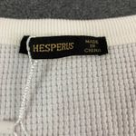 Hesperus  Lace-Up Crop Top Blouse Ribbed Knit Short Sleeve Casual‎ White Sz L NWT Photo 5