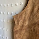 La‎ Vee Vintage 100% Leather Braided Detail Zip Up Vest Sz L Camel Brown Size L Photo 2