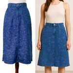 Lee Vintage Denim Skirt Size Small High Waist Floral Print Midi USA Made Blue Photo 14