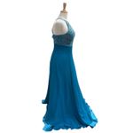 VTG Y2K Fairycore Dress Gown Sz 8 Riva Designs Blue Silk Beaded Halter Glam Photo 6