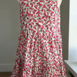 J CREW High Neck Watermelon Print Tiered Dress Size 4 Pink Photo 0