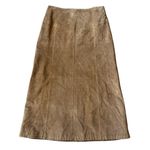 Vintage COUNTRY SHOP Genuine Leather Suede Beige Tan Maxi Skirt Women's Size 10 Brown Photo 0