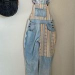VINTAGE Chazzz by Charles Gailian Aztec Light Wash Denim Overalls, Size Medium Blue Photo 0