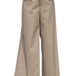 Cache Tan Wide Leg Self Belt Beige Metallic Herringbone Stripe Pant New $118 NWT Photo 1