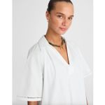 Madewell  Poplin Splitneck Midi Shirtdress Cotton White Pockets Relaxed XS NWT Photo 4