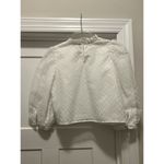 ZARA  White High Neck Blouse with Layer Embroidered Puff 3/4 Sleeves Size Medium Photo 5