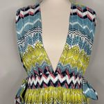 Gorgeous America and Beyond Chevron Pattern Beach Bathing Suit Coverup Dress Blue Size L Photo 1
