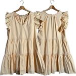 A loves A Tiered Ruffle Mini Dress Women's Large Butter Yellow Frilly Boho Flowy Photo 0