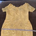 Women’s Yellow Lace Full Length Dress Mother of the Bride Small Train Size L Yellow Size L Photo 11