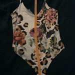 Luxury nwot buttery soft small gaze Floral Leopard Print Bodysuit White Photo 12