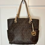 Michael Kors Jet Set Travel East West Signature Brown Tote Bag Photo 0