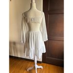 Princess Polly  | Natasha White Ruffle Hem Balloon Sleeve Open Back Dress  Size 4 Photo 5