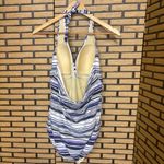 Swimsuits For All Purple And Blue Stripe‎ One Piece Halter Swimsuit Size 16 Photo 1