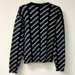 Balenciaga All Over Logo Long Sleeve Crewneck Sweater Black/White Womens Size XS Photo 5