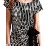 Anthropologie  Isabel Black and Off White Geometric Side Tie Dress Size Small Photo 0