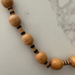 Madewell Wooden Beaded Necklace with Striped Beads 34" long in Tan and Black Photo 2