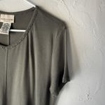 Faded Glory  Dress Vintage 90s Large Green Moss Maxi Short Slv Knit Cottage‎ Photo 2