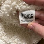PINK - Victoria's Secret Victoria’s secret PINK Cable Knit White Fluffy Inside Pom Pom Beanie Photo 1