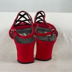 Sam & Libby Vintage  Square Toe Strappy Heeled‎ Sandals in Red Size 6.5 Photo 5