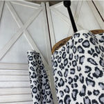 Cynthia Rowley Leopard Print Mock Neck Sweater White Silver Small Cropped Photo 3