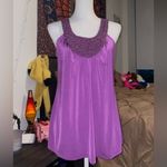 Iz Byer 2000s vintage style whimsical purple beaded sparkly neckline blouse Photo 2