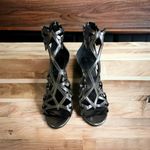 Kendall + Kylie  Elena Metallic Silver Cutout Caged Sandal Stiletto Heels Size 10 Photo 7