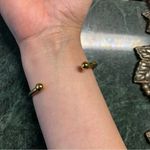 kinsley armelle Raven Druzy Quartz bracelet S/M Gold Tone Bangle Cuff Black Photo 3