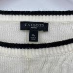 Talbots  Sweater‎ Womens Medium Petite Cream Black Wool Blend Bell Sleeve Holiday Photo 5