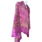 Boutique Swim wrap shawl 100% Rayon tie dyed rose with lime green palm tree print . Photo 2