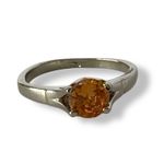 Citrine Orange Colored High Setting Solitaire Ring Size 7 Photo 1