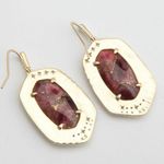 Kendra Scott Anna Gold Drop Earrings In Bronze Veined Maroon Jade Photo 5