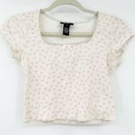 Just Polly Womens Coquette Square Neck Bow Print Baby Tee Crop Top Size M Pink Size M Photo 0