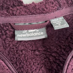 New Balance Full Zip Faux Fur Long Sleeve Fleece Jacket Burgundy Red Small Photo 7