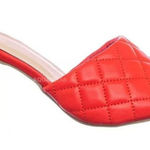 None Red Leather Women PeepToe Sexy Heels Slip On Party Christmas Sandals Size 6.5‎ Photo 0