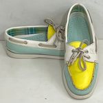 Sperry Top-Sliders Aqua Yellow Leather Boat Shoes Photo 6