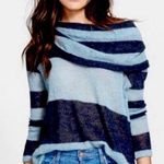 Free People Lulu Rugby Blue Striped Cowl Neck Alpaca Wool Blend Sweater Photo 0