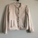 Cupcakes and Cashmere  Oatmeal Tweed Fringe Jacket. Size Small Photo 3