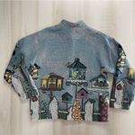 SUGAR STREET WEAVERS rare 90s birdhouse printed jacket M blue tapestry artsy Size M Photo 7