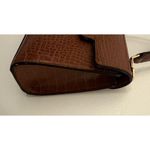ALDO Alto Brown Alligator Imprint Single Handle Flap Clasp Closure Gold Plated Purse Photo 1