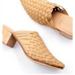 New Liberte Leather Bondi Woven leather Tan Block Heel Mules. Size 9 Photo 3
